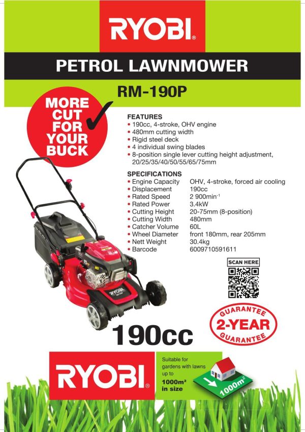 Ryobi RM-190P Lawn Mower 190cc - Image 2